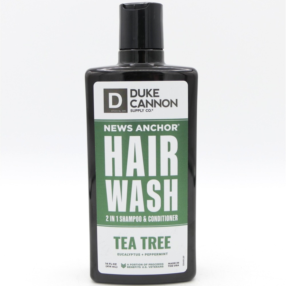 Duke Cannon News Anchor Hair Wash 2-In-1 Shampoo & Conditioner Tea Tree 14 fl oz
